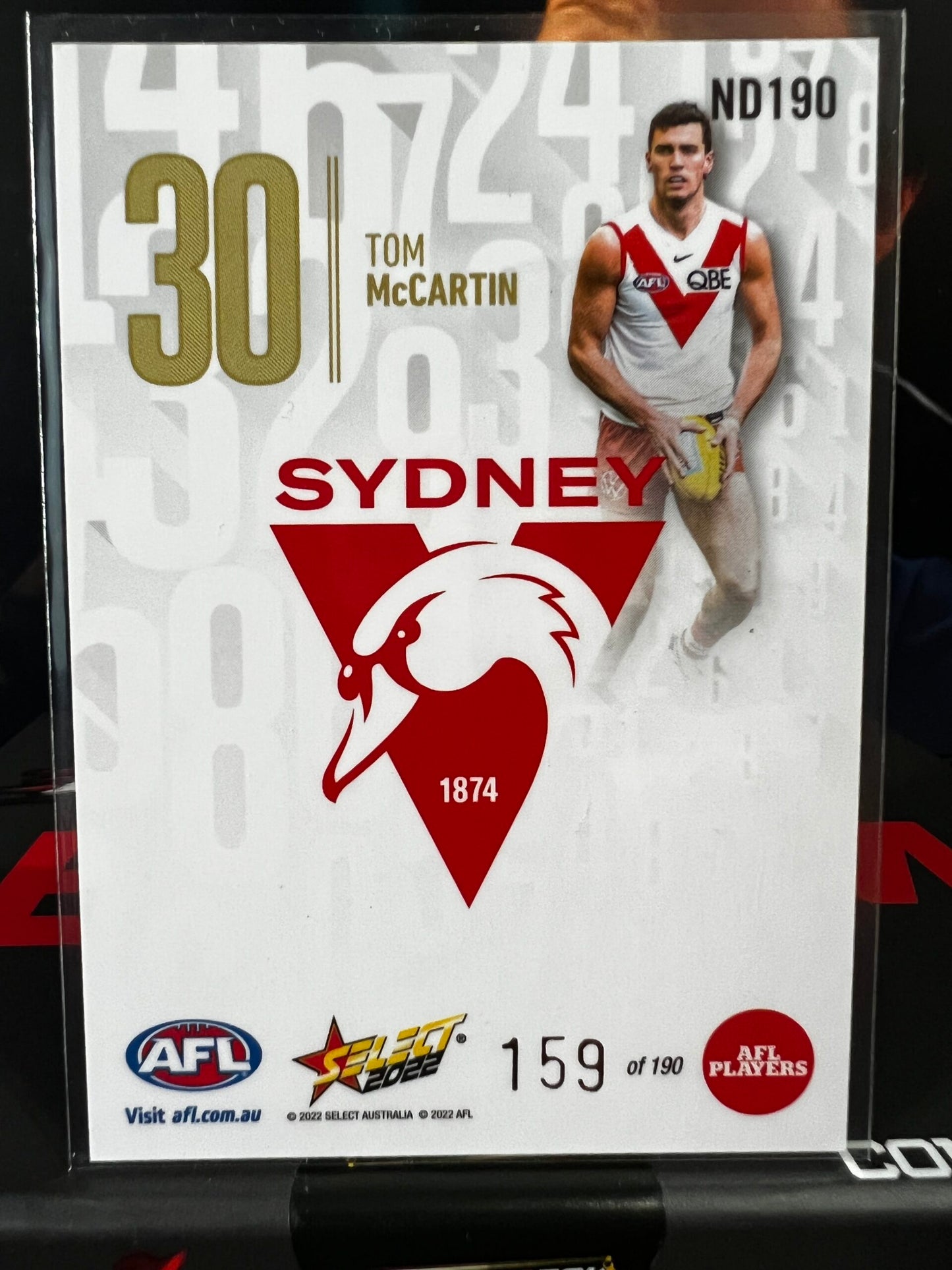 Tom McCartin - Sydney - 2022 - Footy Stars  - Daylight Numbers - 159/190