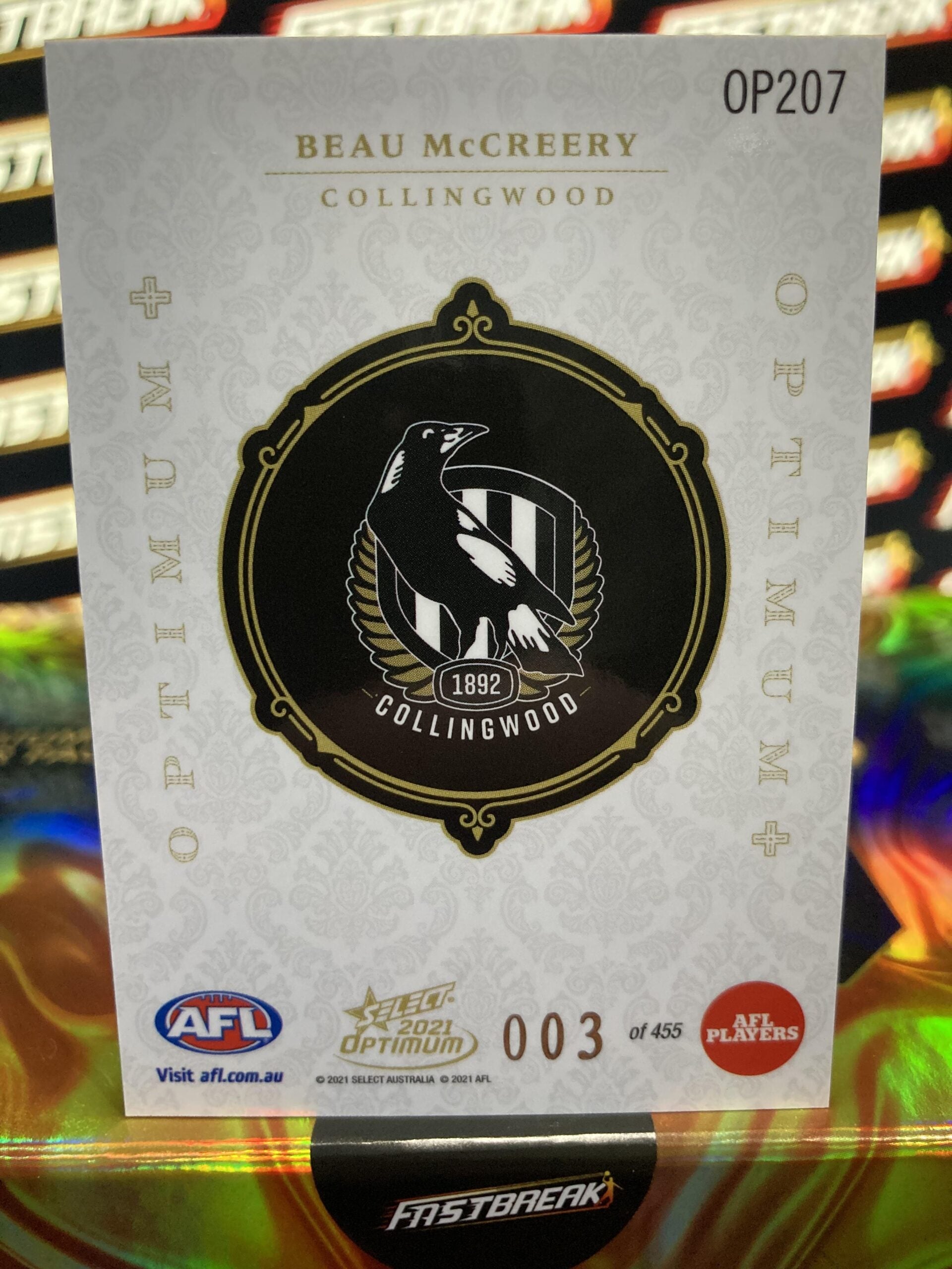 Beau McCreery - Collingwood - 2021 - Optimum - Rookie Card Optimum + - 03/455
