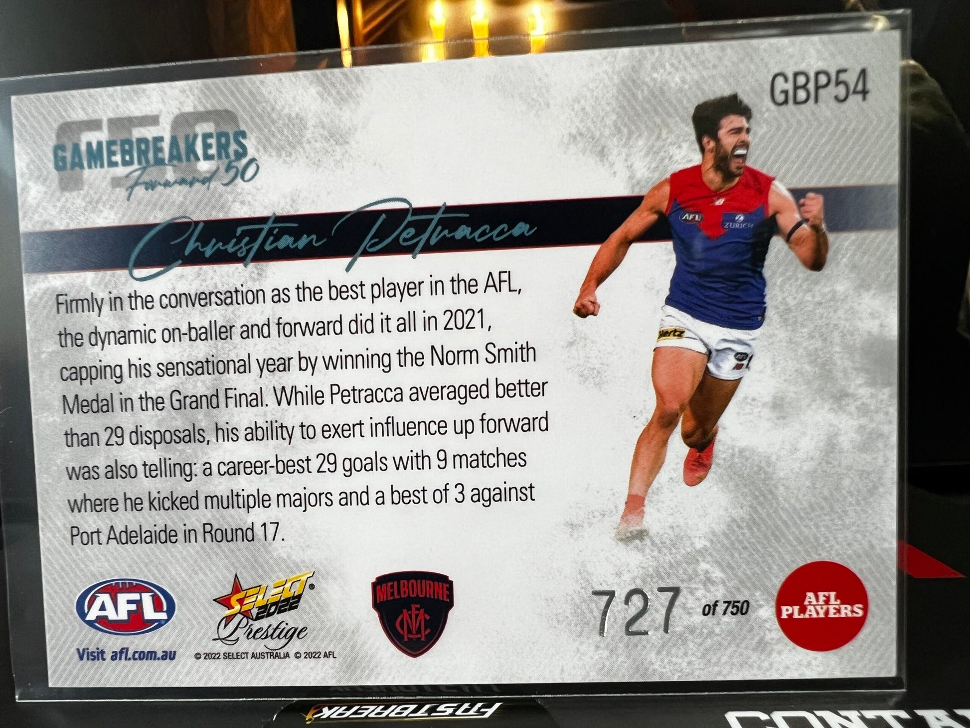 Christian Petracca Melbourne 2022 Footy Stars Prestige Gamebreakers 727/750