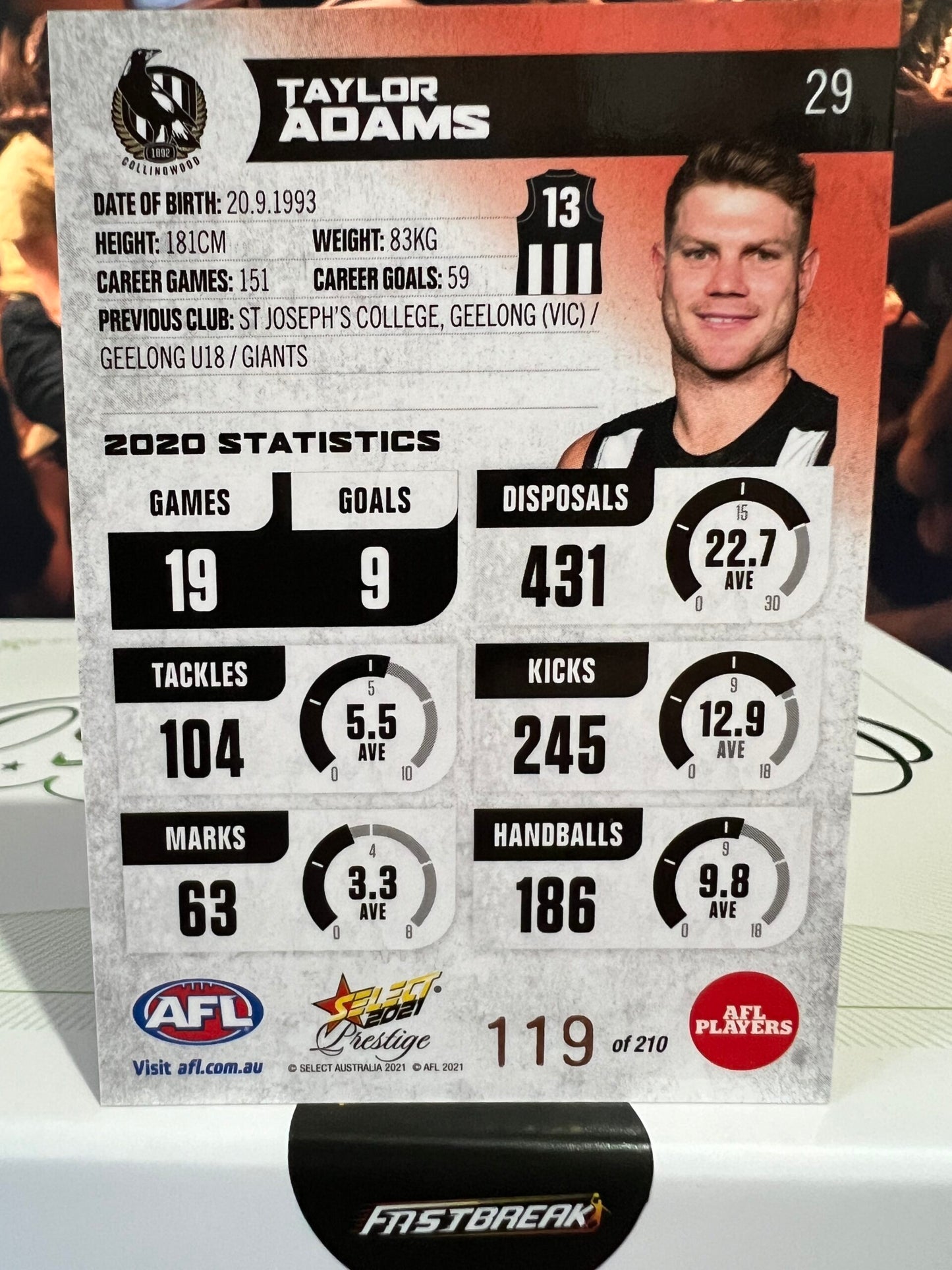 Taylor Adams - Collingwood - 2021 - Prestige - Red Paralell - 119/210