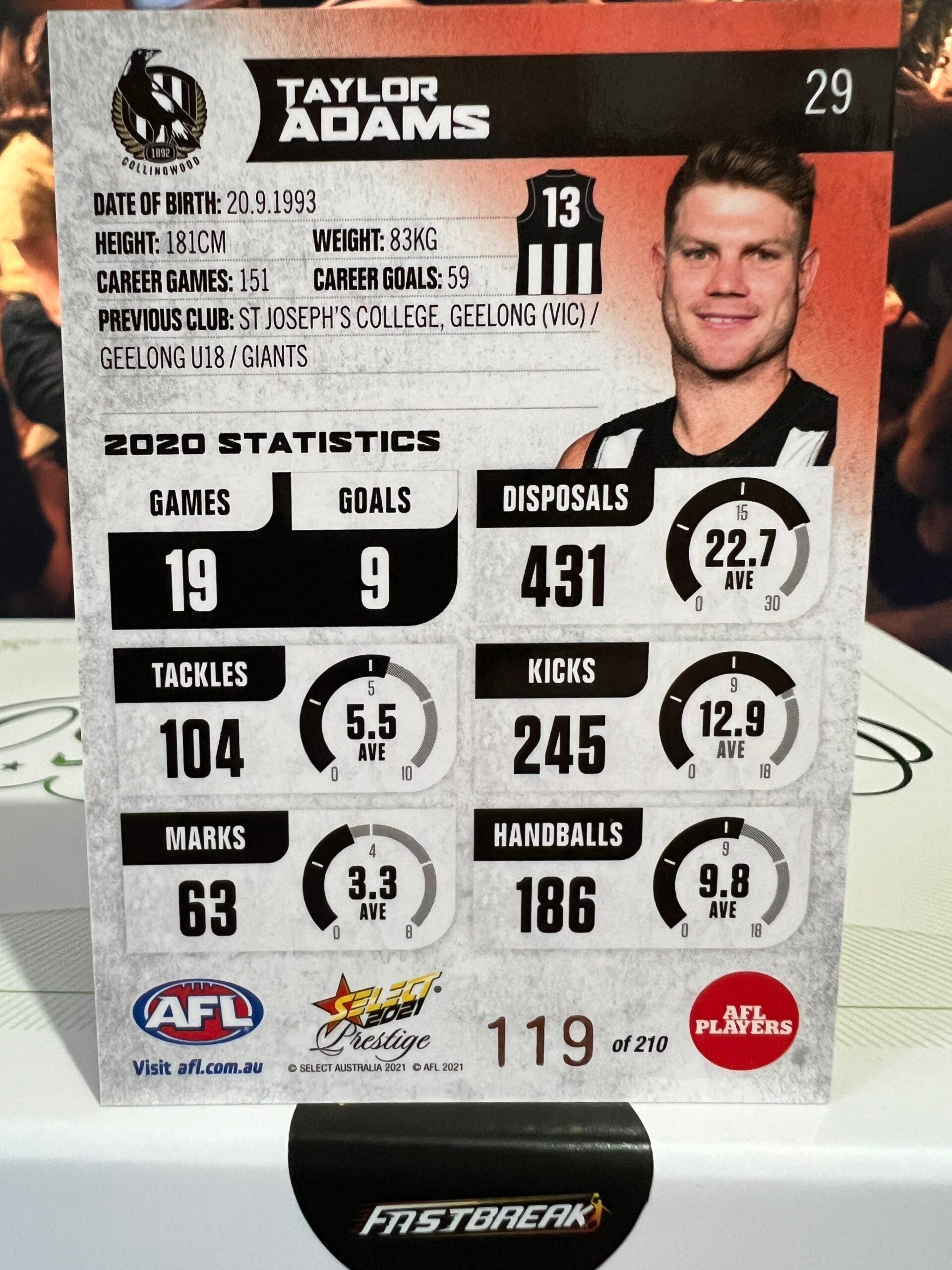 Taylor Adams - Collingwood - 2021 - Prestige - Red Paralell - 119/210