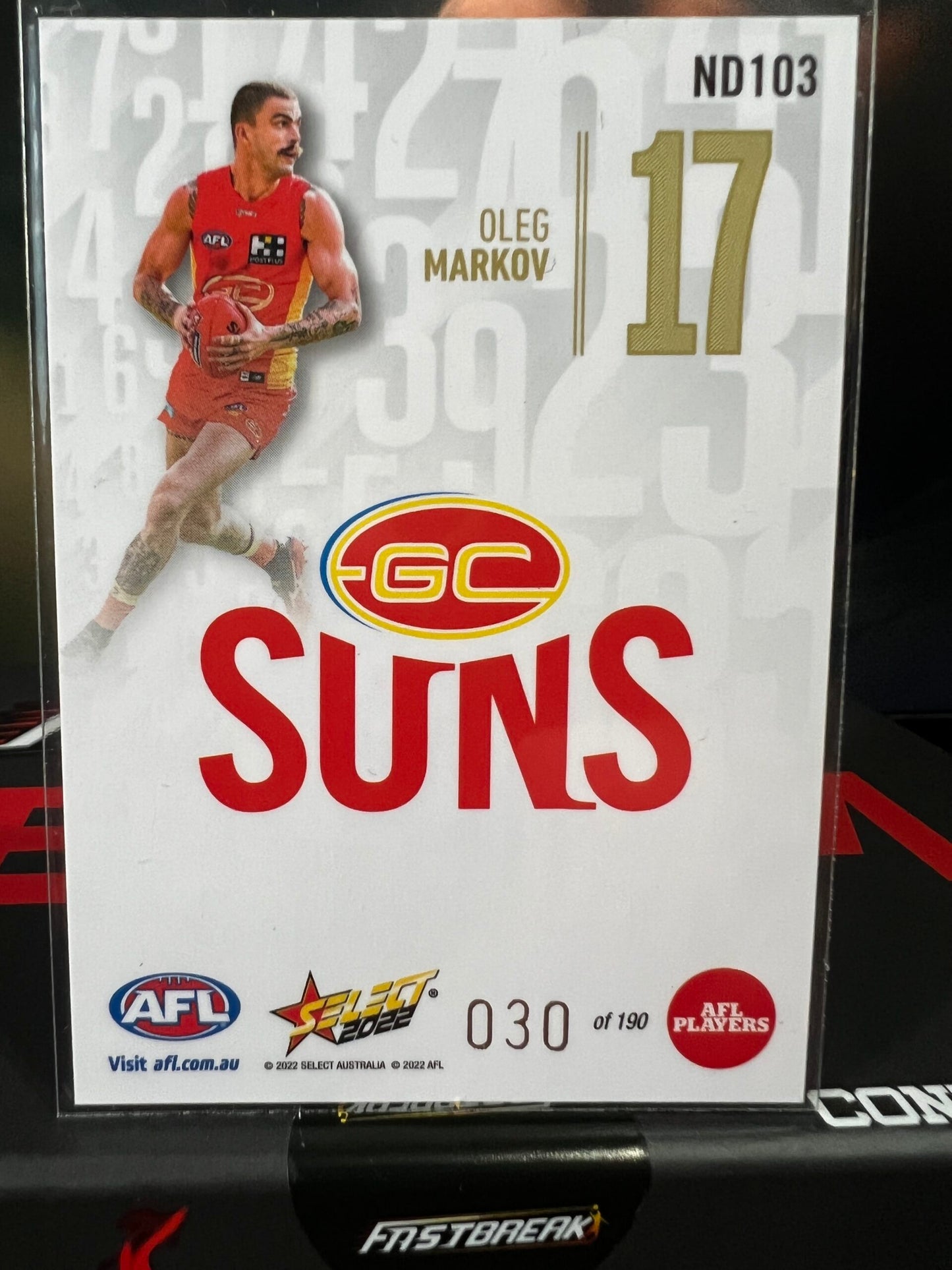 Oleg Markov - Gold Coast - 2022 - Footy Stars  - Daylight Numbers - 30/190