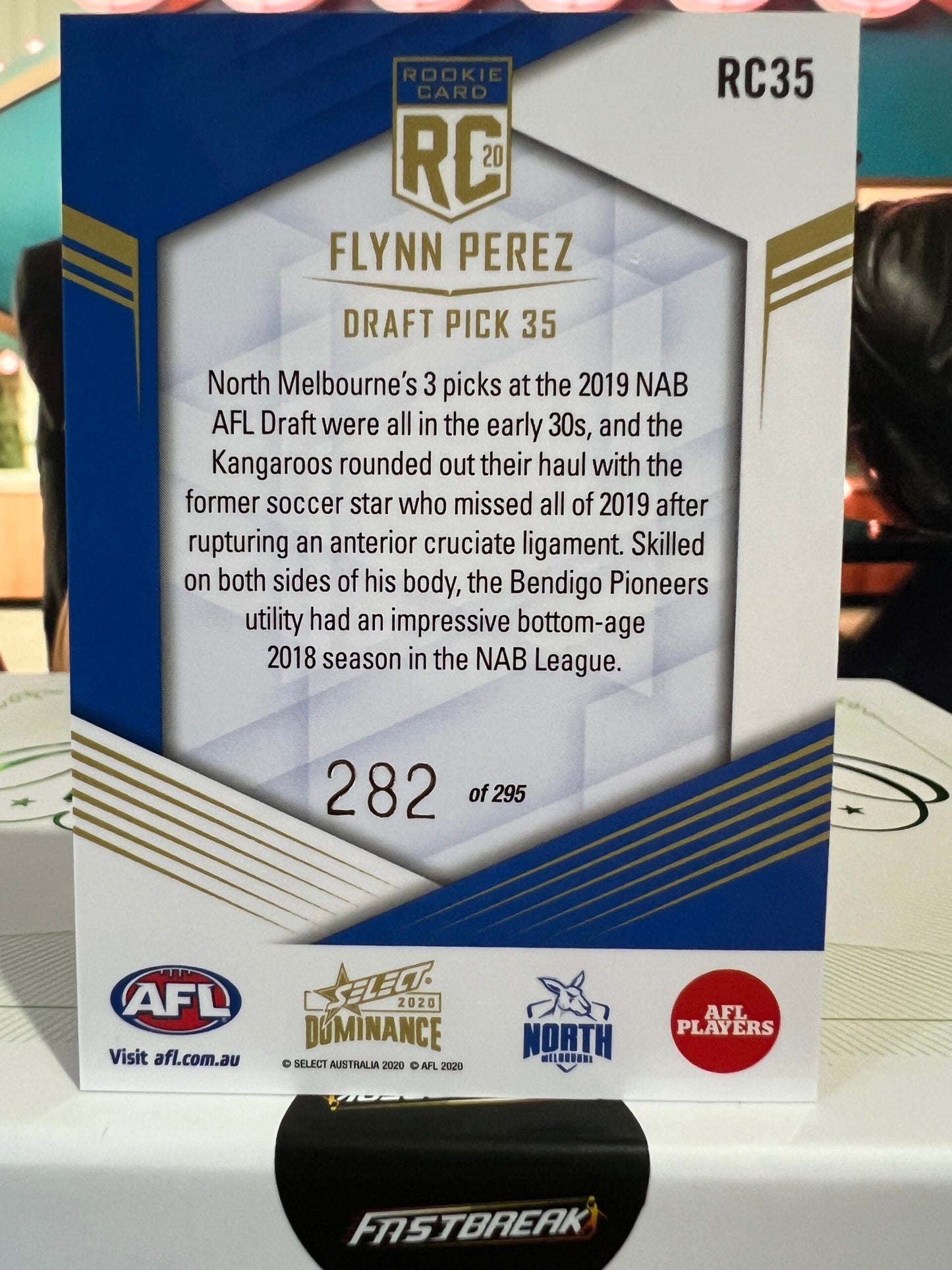 Flynn Perez - North Melbourne - 2020 - Dominance - Rookie Card - 282/295