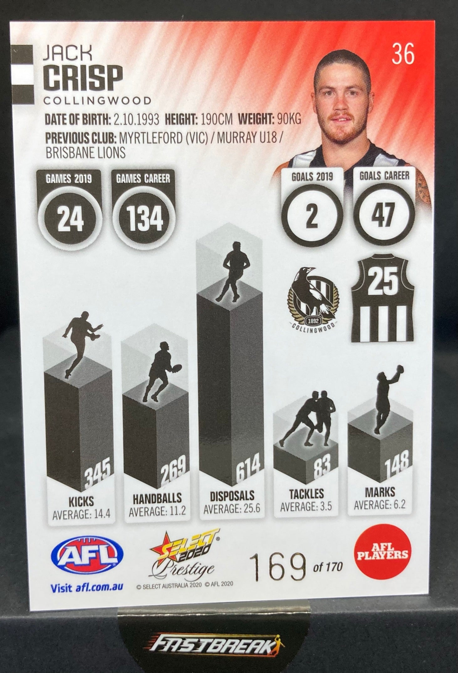 Jack Crisp - Collingwood - 2020 - FS Prestige - Red Paralell - 169/170