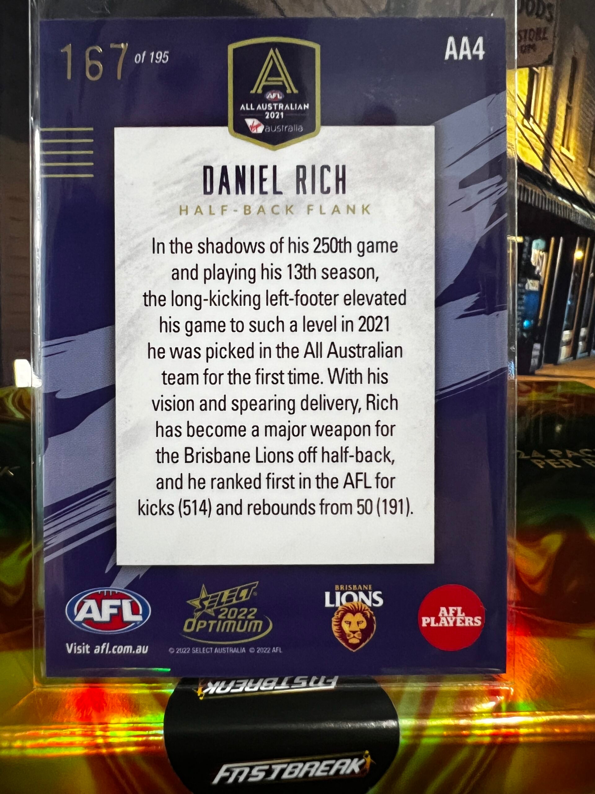 Daniel Rich - Brisbane - 2022 - Optimum - All Australian - 167/195