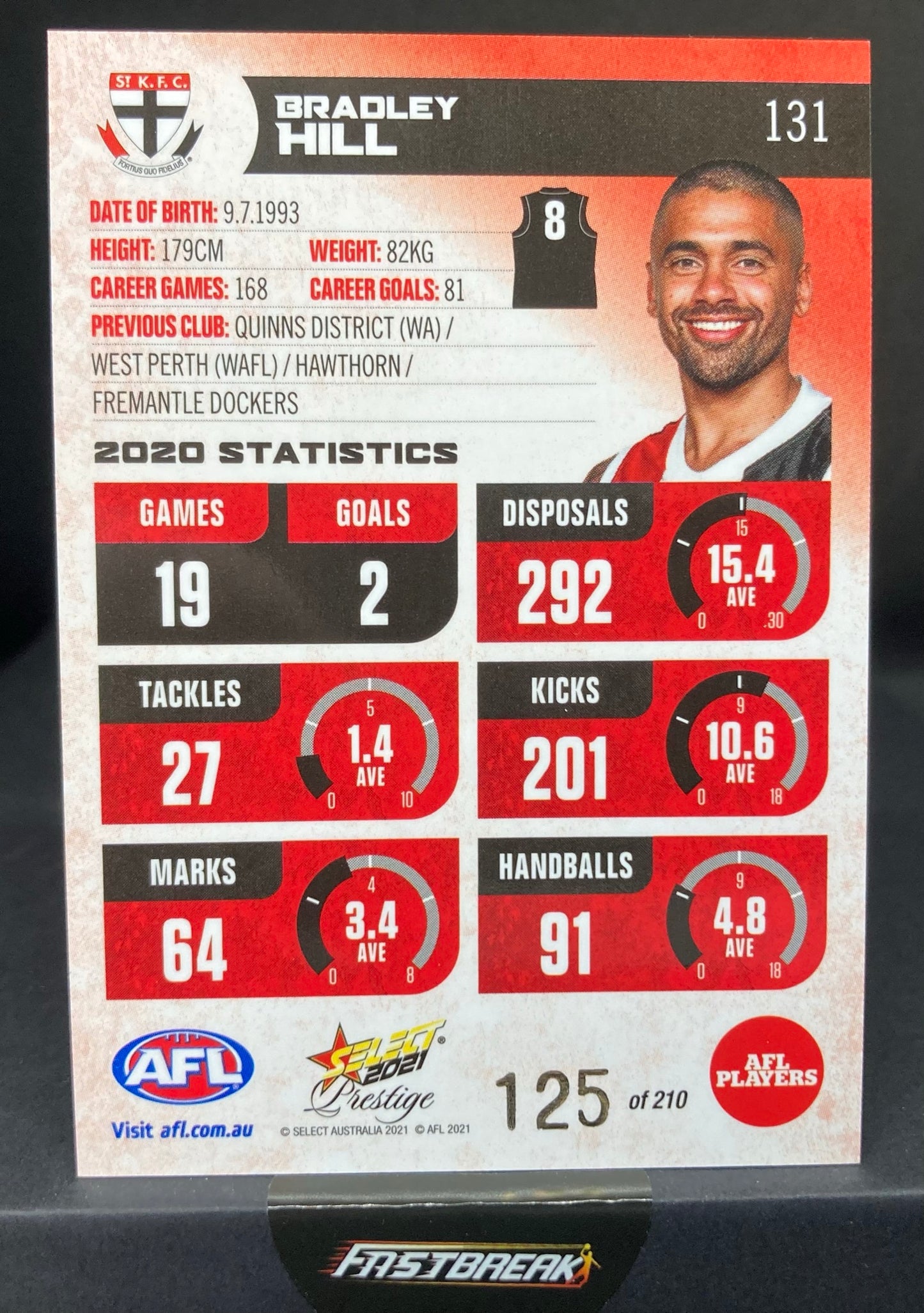 Bradley Hill - St Kilda - 2021 - FS Prestige - Red Paralell - 125/210