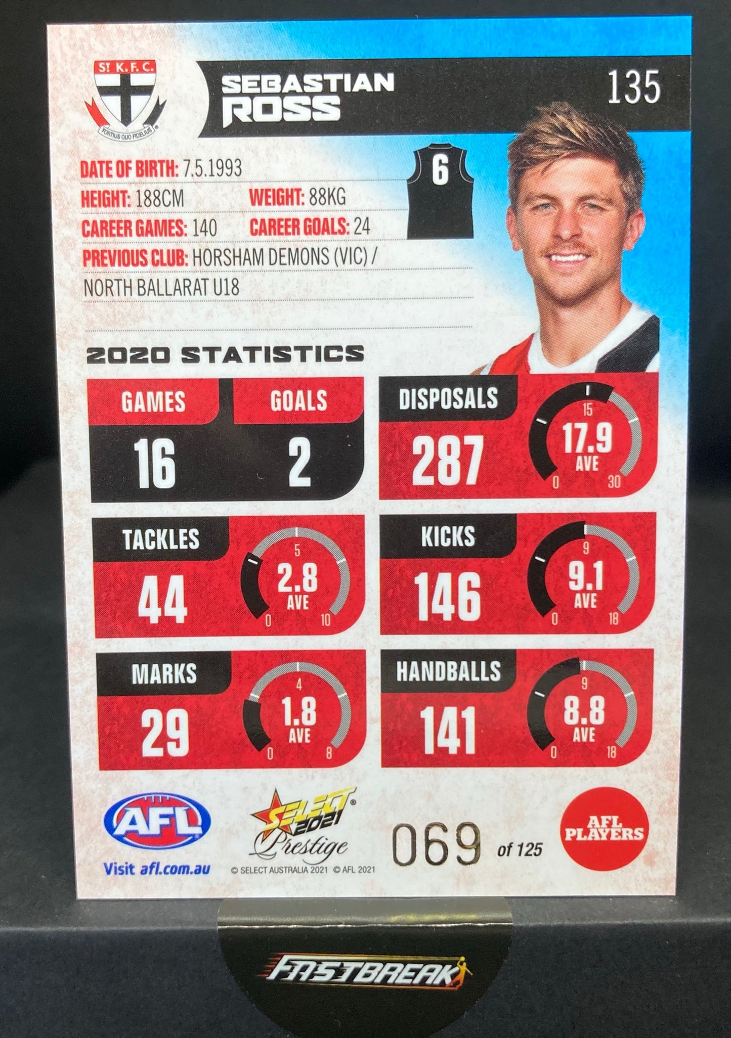 Sebastian Ross - St Kilda - 2021 - FS Prestige - Blue Paralell - 69/125