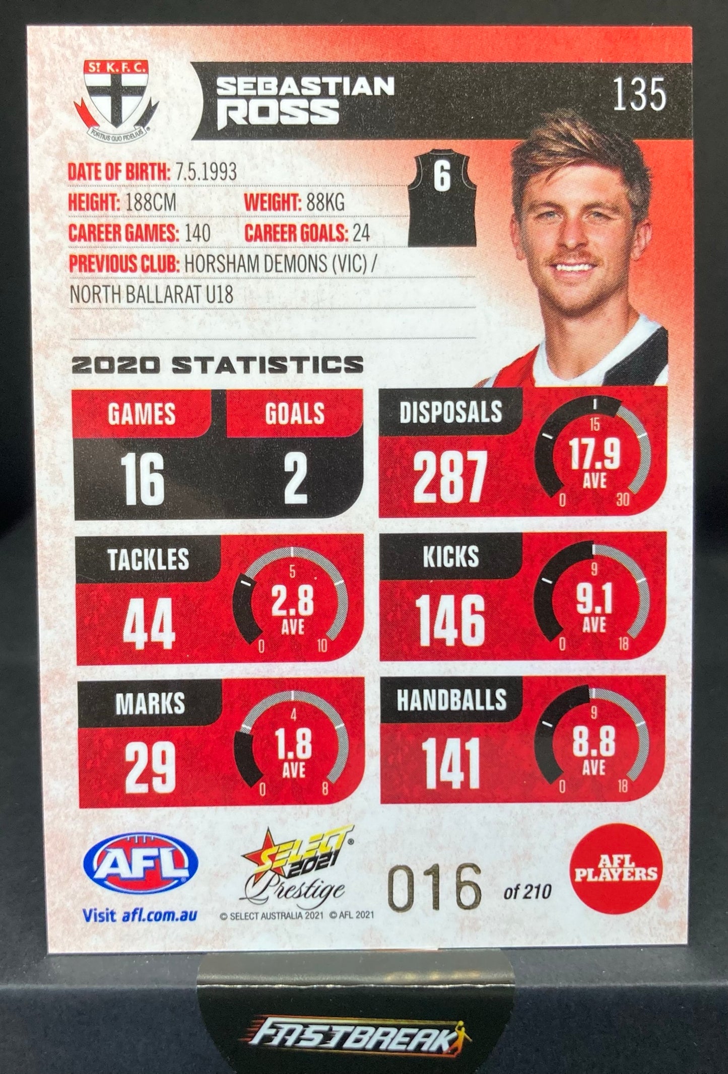 Sebastian Ross - St Kilda - 2021 - FS Prestige - Red Paralell - 16/210