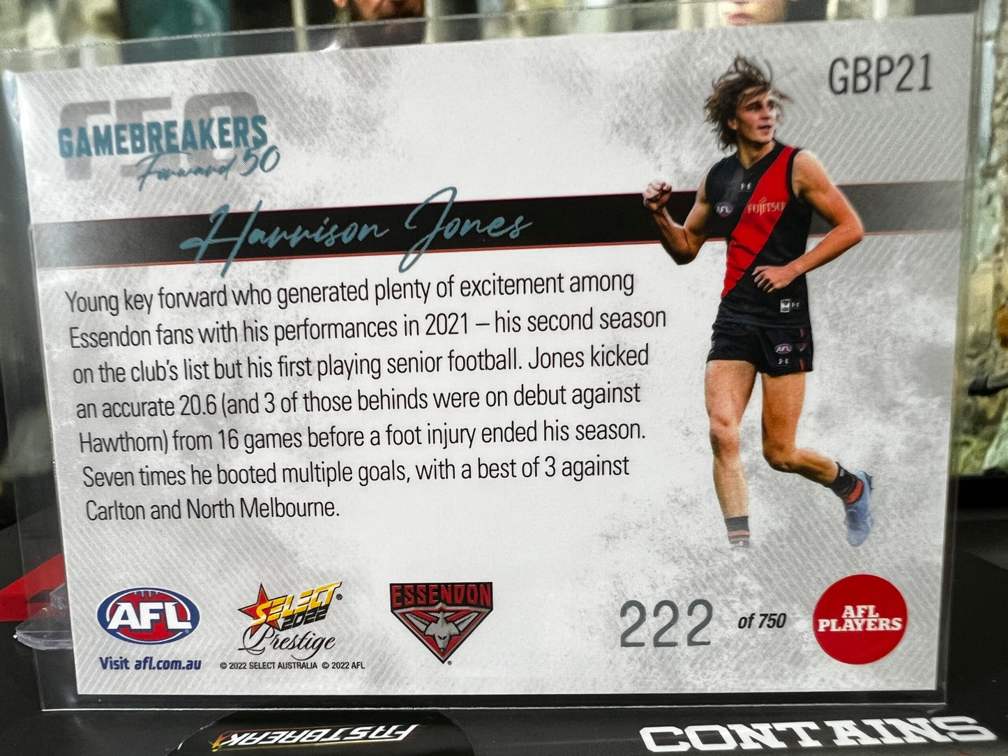 Harrison Jones - Essendon - 2022 - Footy Stars Prestige - Gamebreakers - 222/750