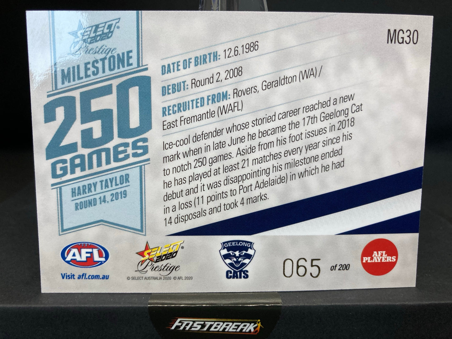Harry Taylor - Geelong - 2020 - FS Prestige - Milestone Games - 65/200