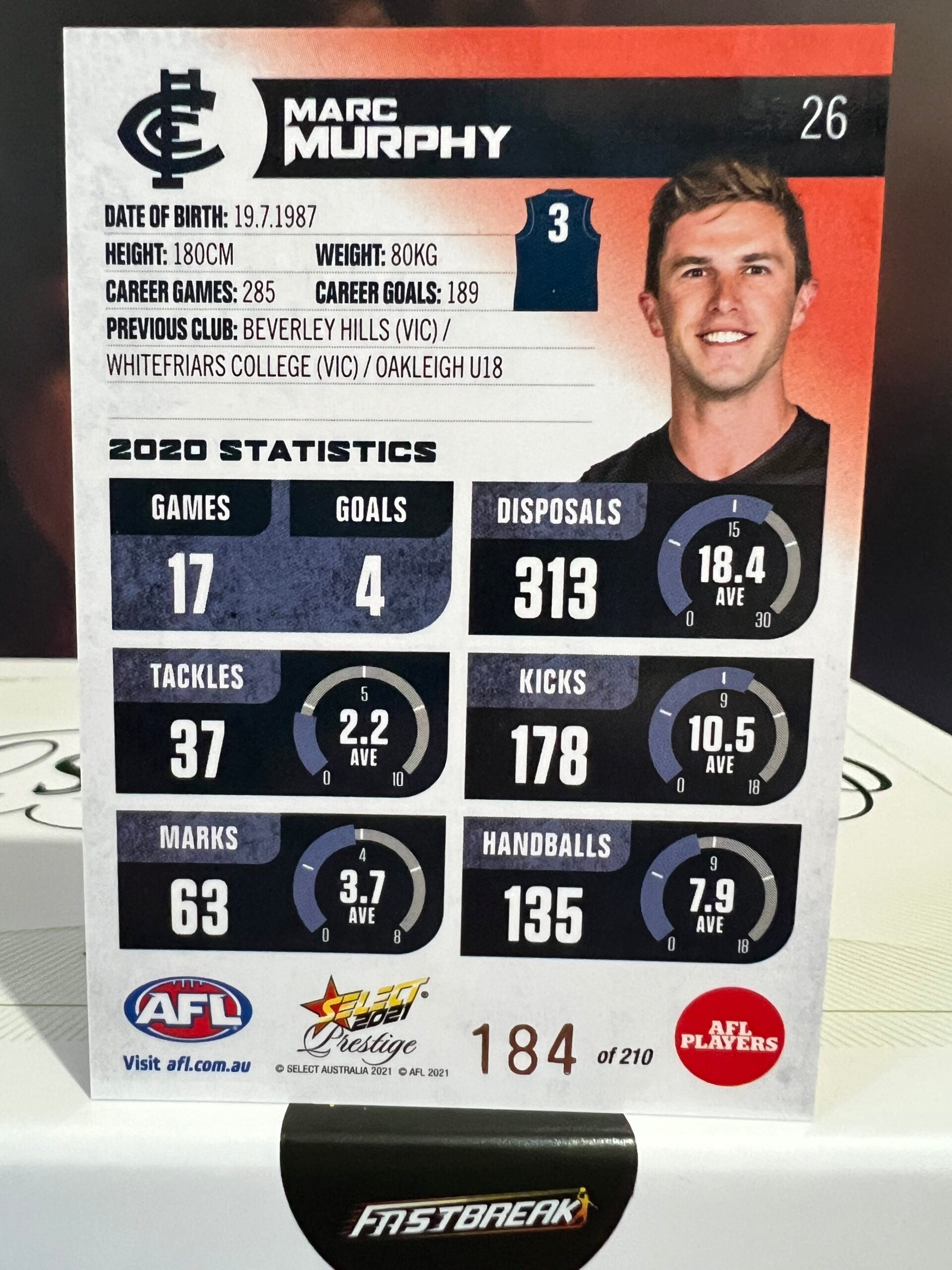 Marc Murphy - Carlton - 2021 - Prestige - Red Paralell - 184/210