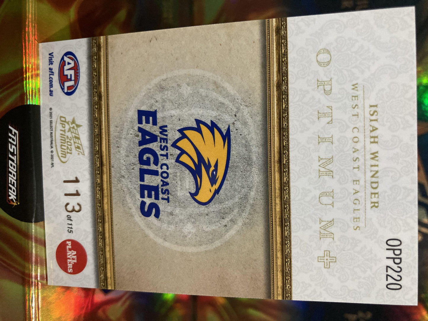 Isiah Winder - West Coast - 2021 - Optimum - Rookie Card Optimum + - 113/115