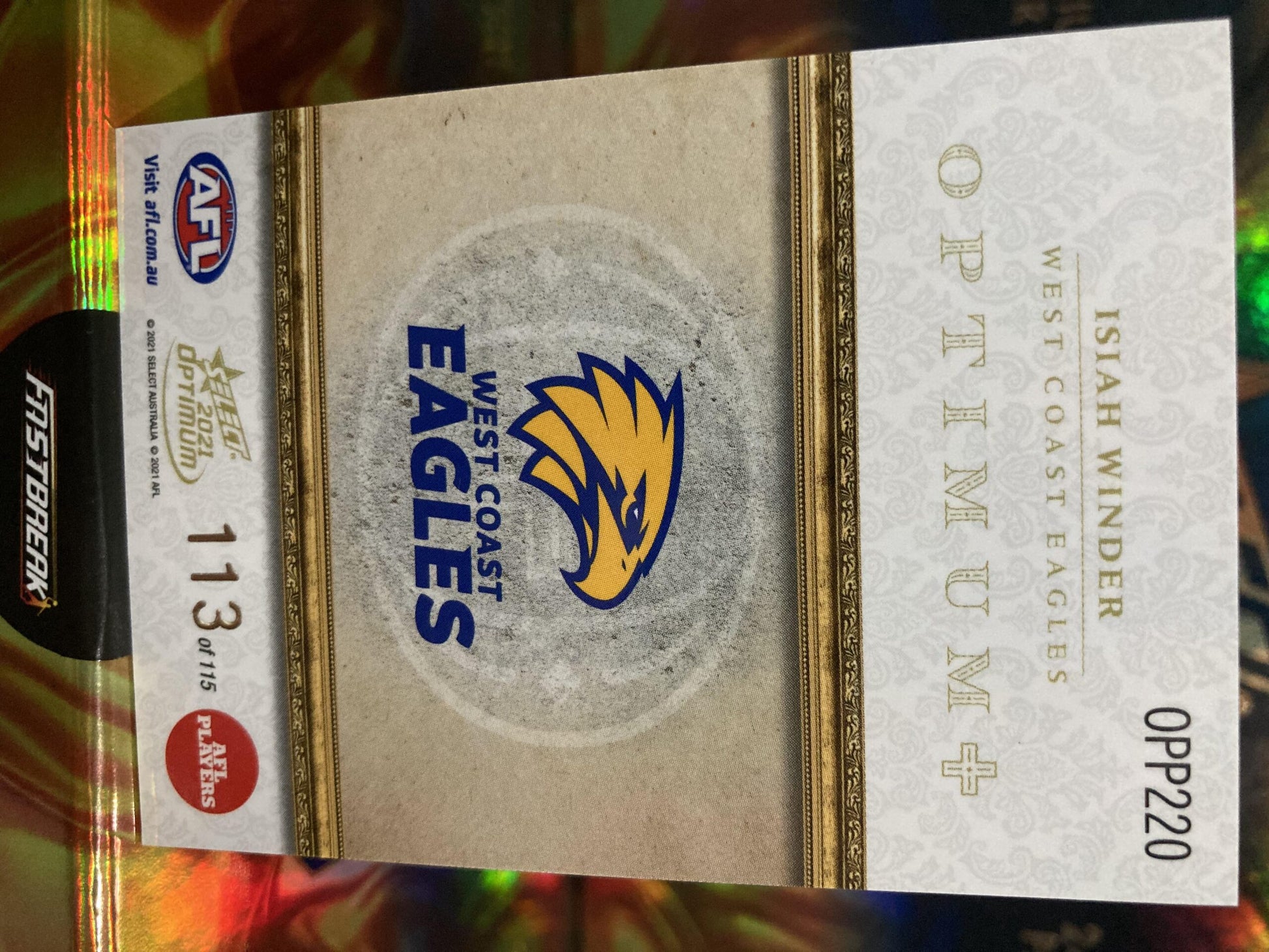 Isiah Winder - West Coast - 2021 - Optimum - Rookie Card Optimum + - 113/115