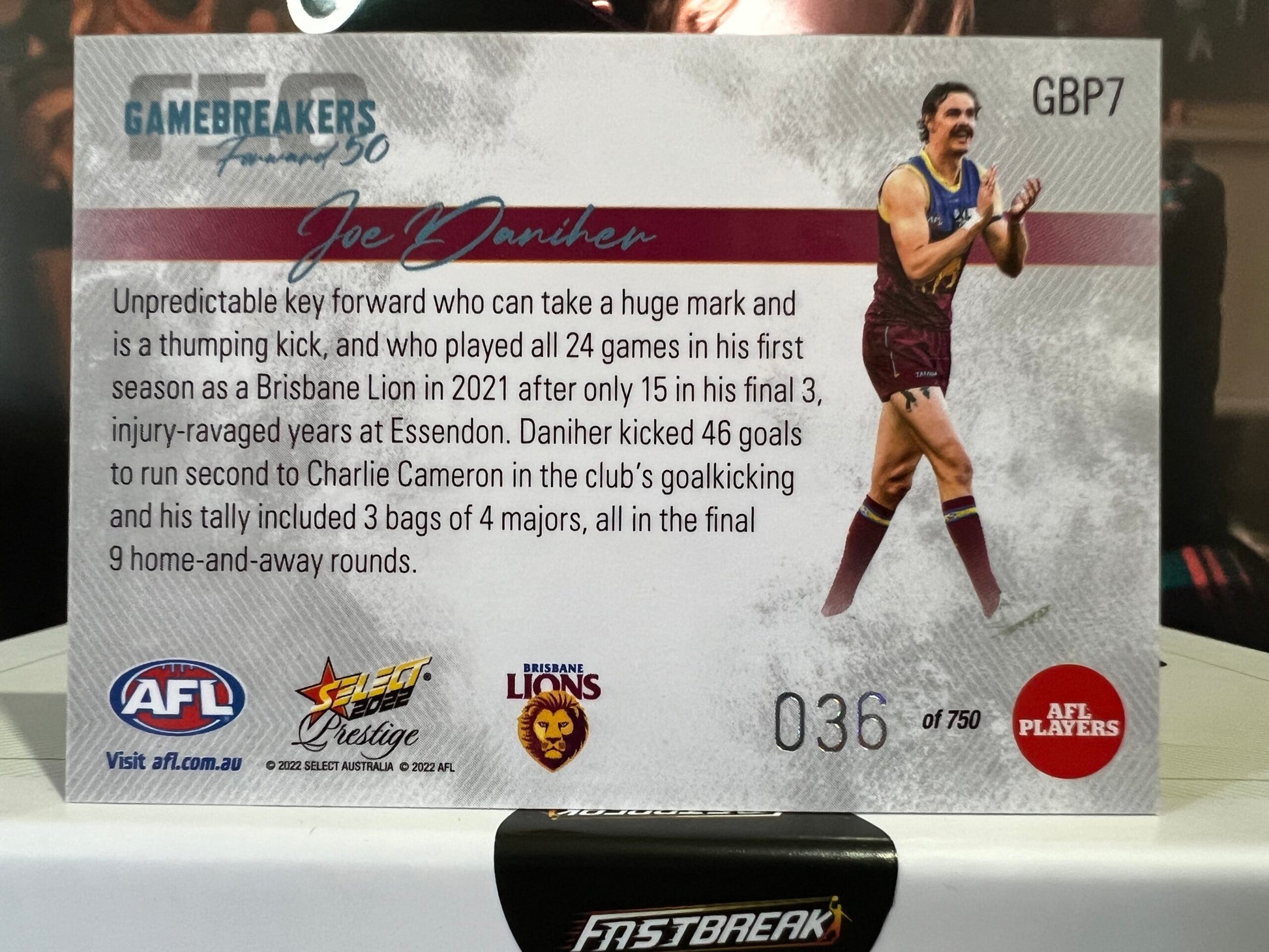 Joe Daniher - Brisbane - 2022 - Prestige - Gamebreakers - 36/750