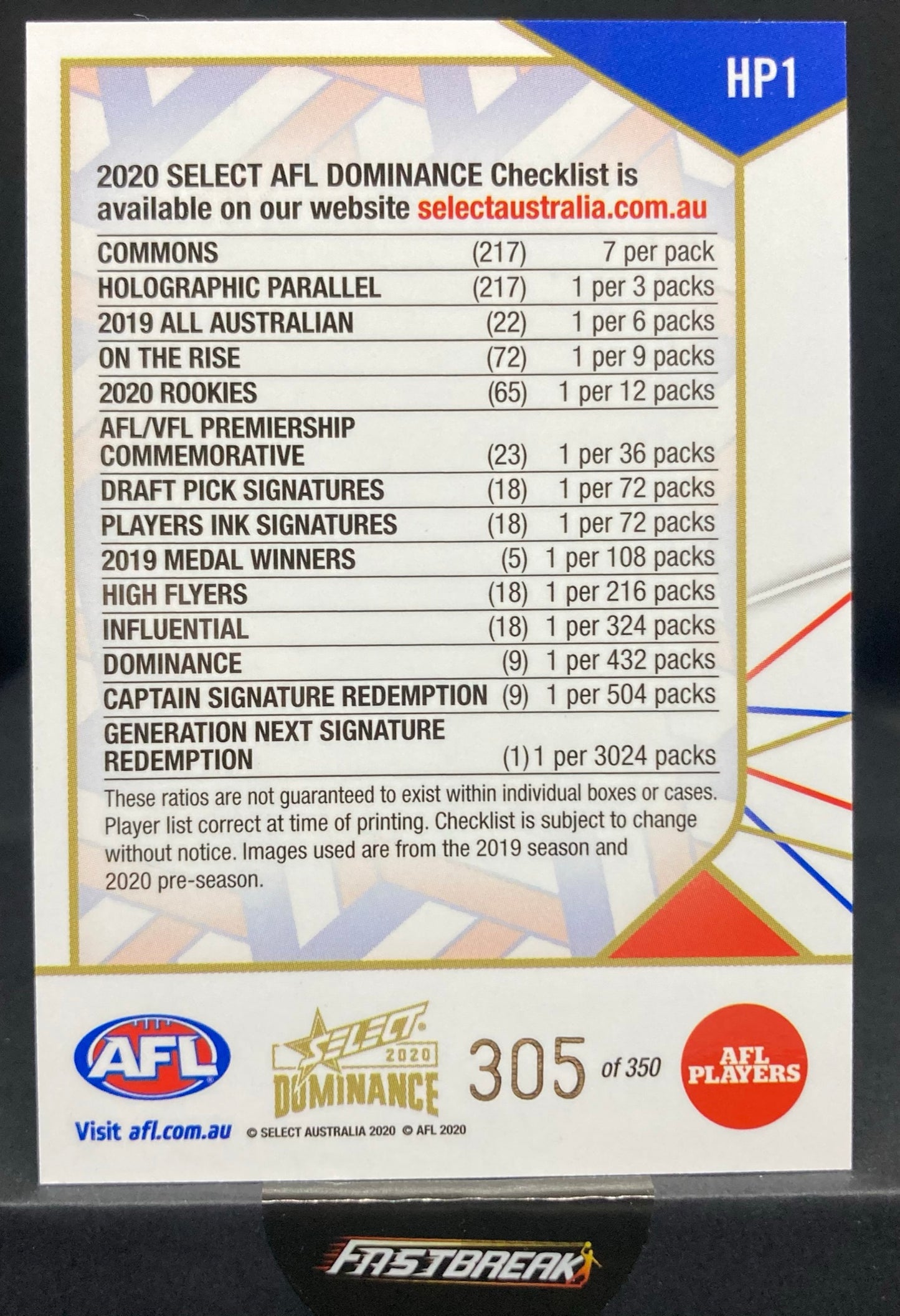 Checklist - Header - 2020 - Dominance - Holofoil - 305/350