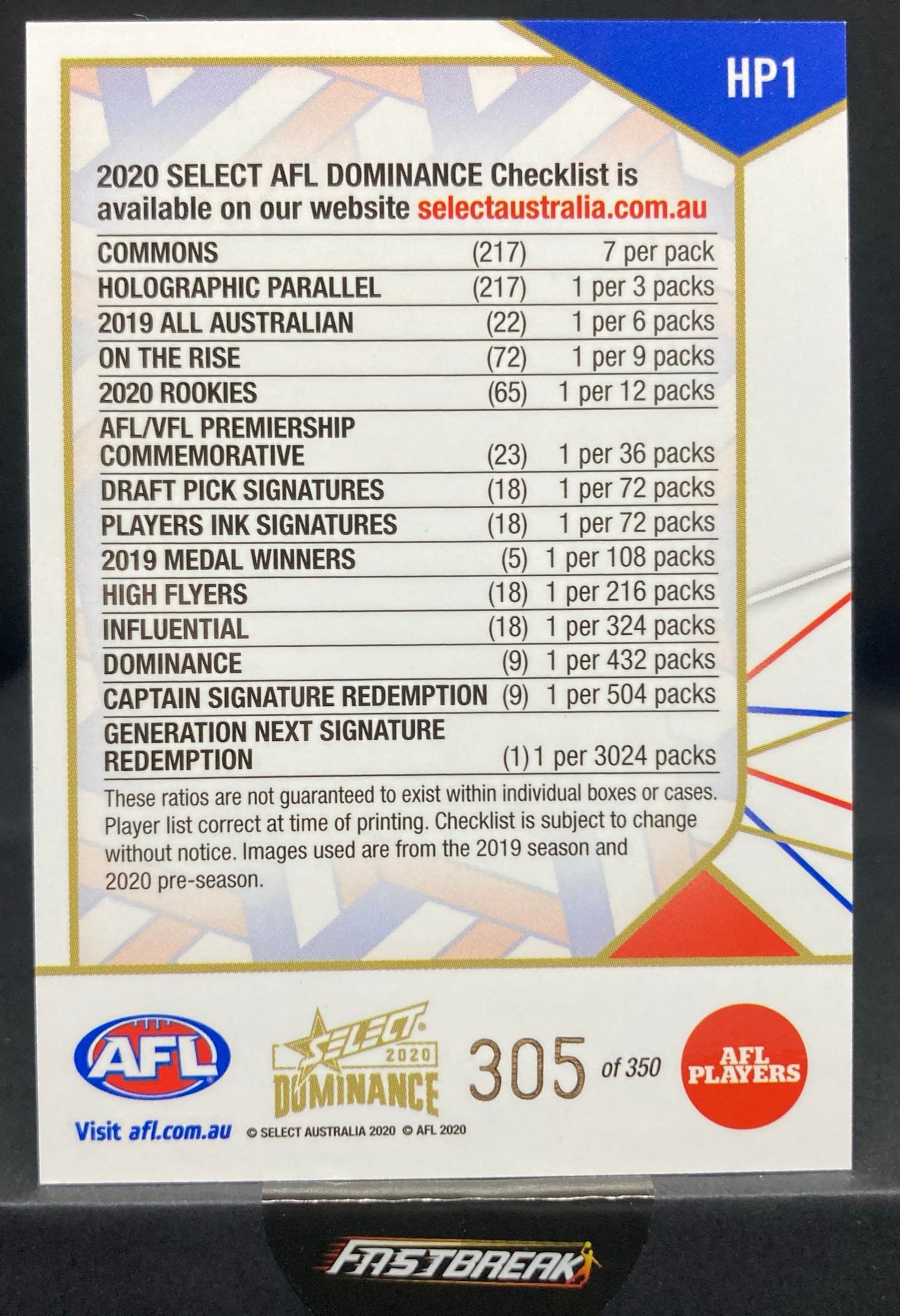 Checklist - Header - 2020 - Dominance - Holofoil - 305/350