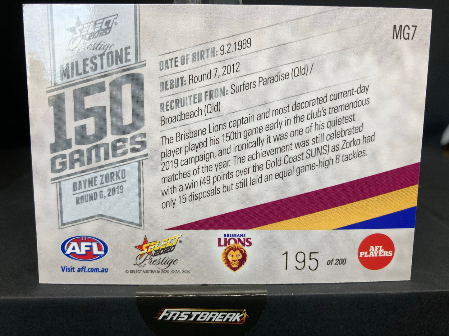 Dayne Zorko - Brisbane - 2020 - FS Prestige - Milestone Games - 195/200