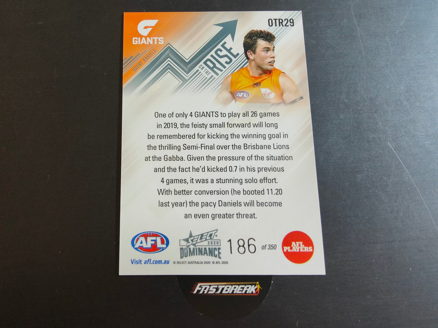Brent Daniels - GWS - 2020 - Dominance - On the rise - 186/350