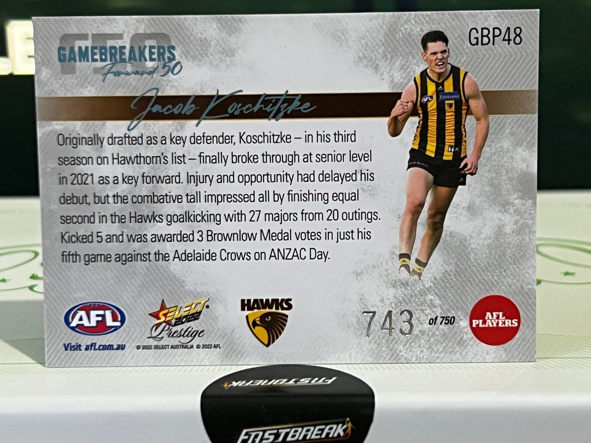 Jacob Koschitzke - Hawthorn - 2022 - Prestige - Game Breakers - 743/750