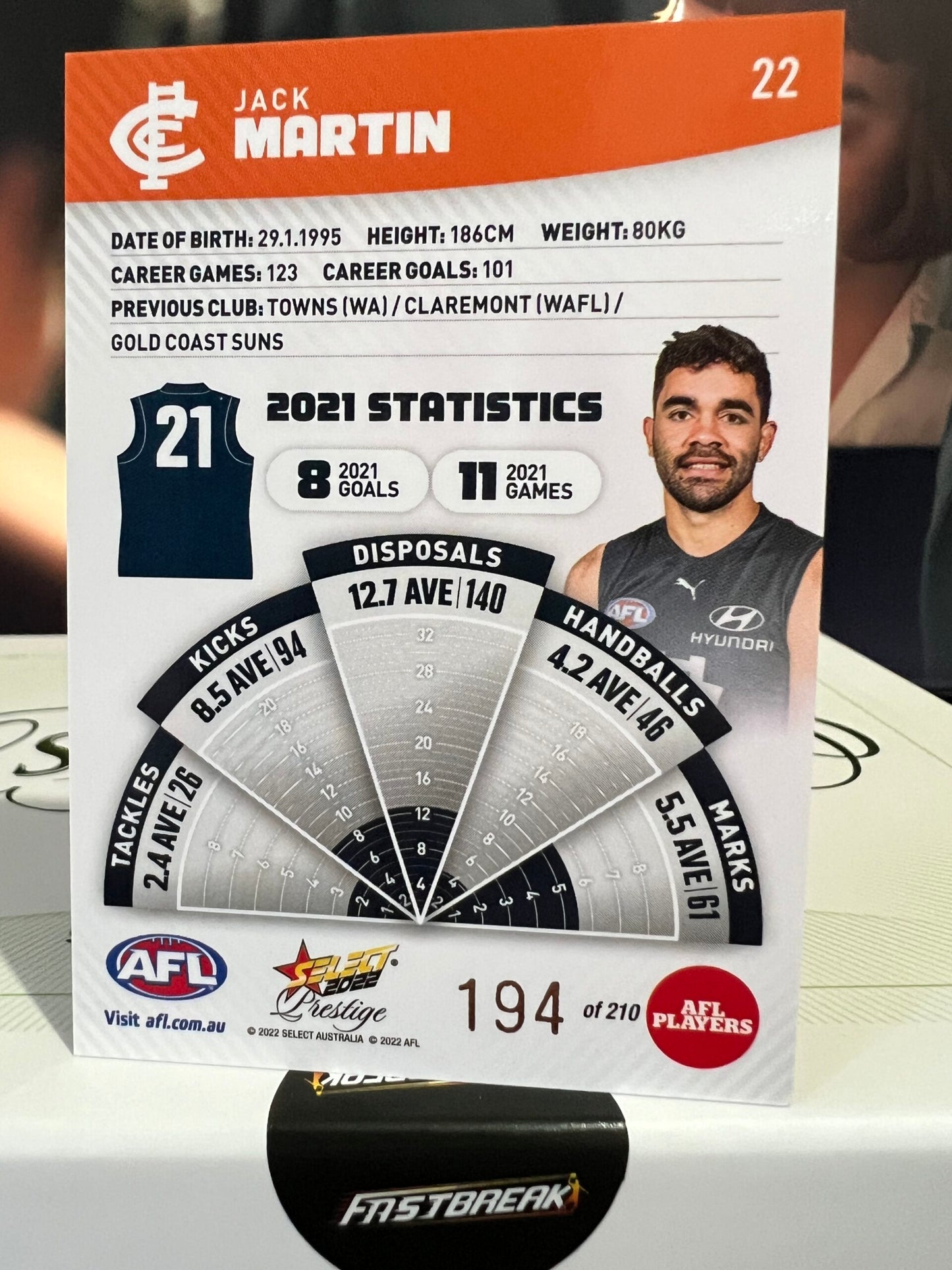 Jack Martin - Carlton - 2022 - Prestige - Orange Paralell - 194/210