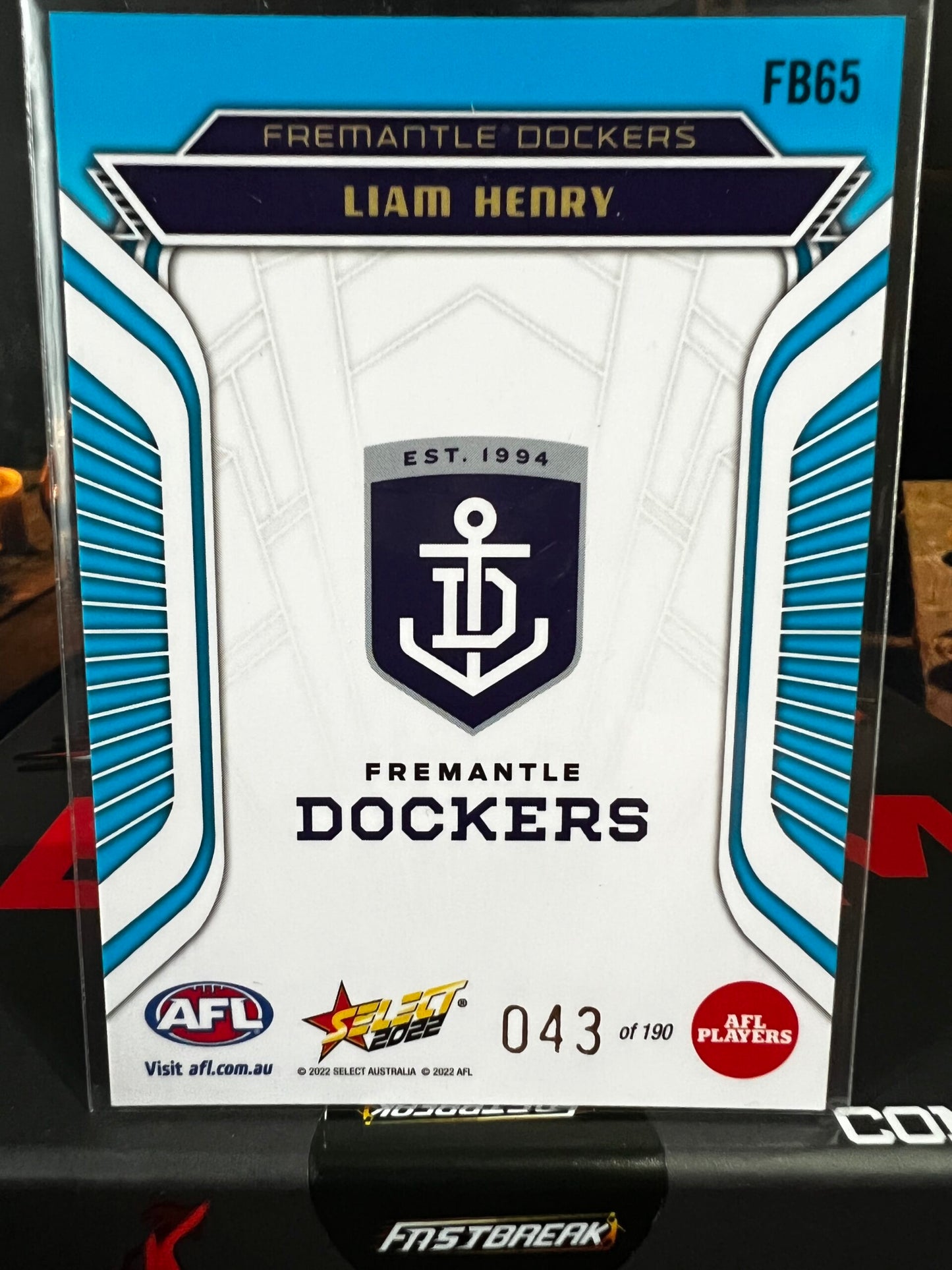 Liam Henry - Fremantle - 2022 - Footy Stars  - Fractured Arctic Blue - 43/190