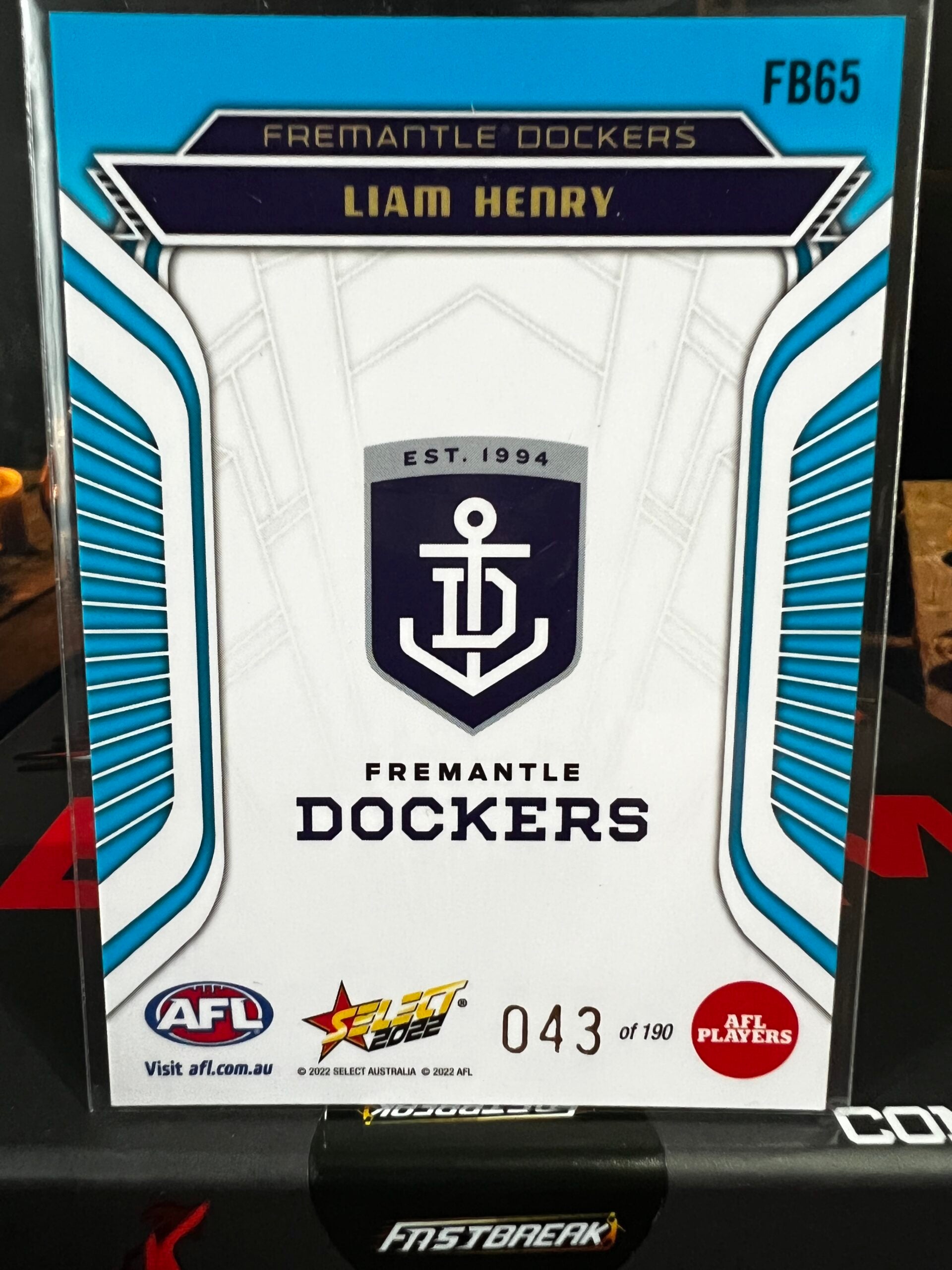 Liam Henry - Fremantle - 2022 - Footy Stars  - Fractured Arctic Blue - 43/190