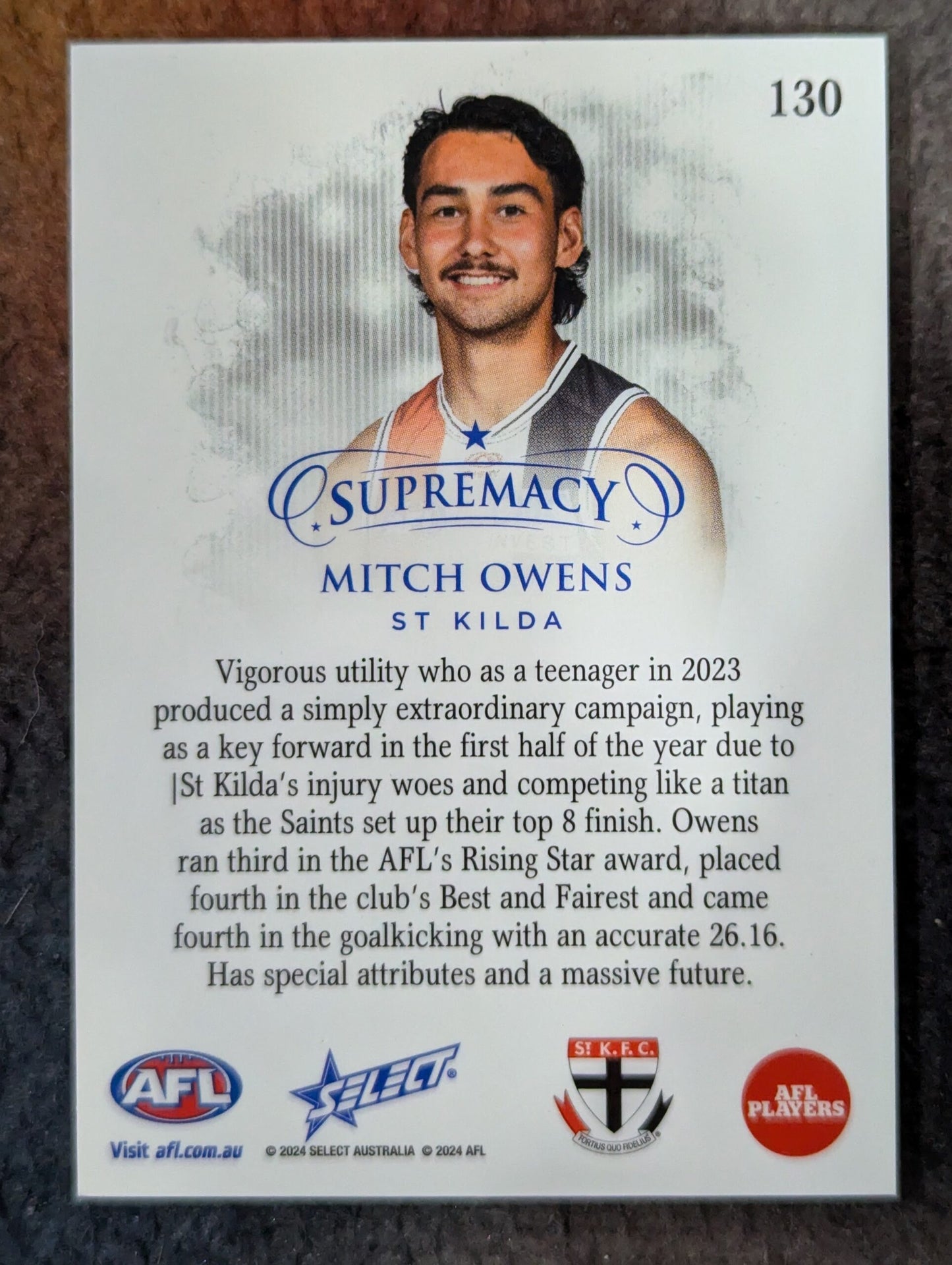 Mitch Owens - St Kilda - 2024 - Supremacy - BLUE PORTRAITS - 49/65