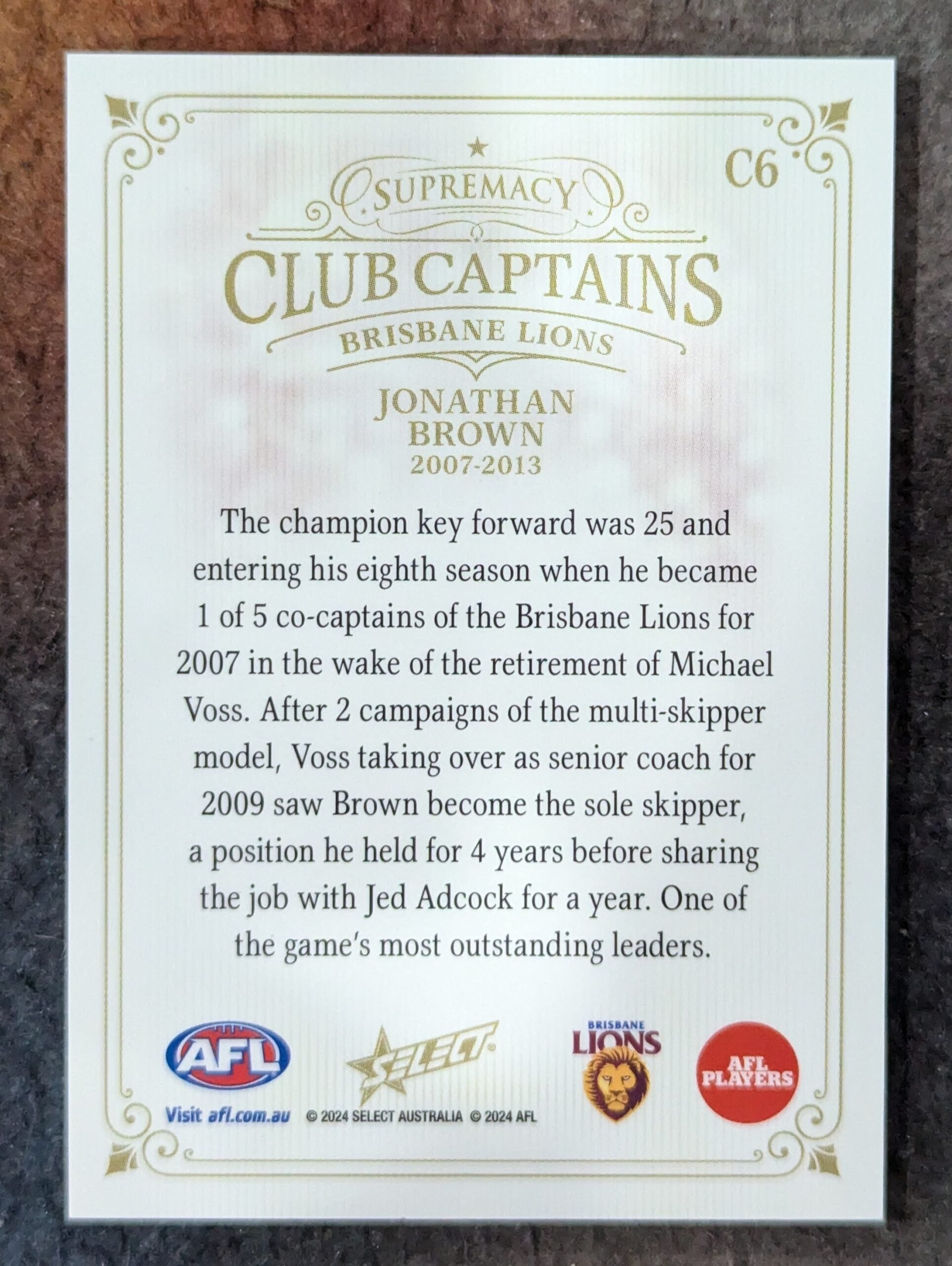 Jonathan Brown - Brisbane - 2024 - Supremacy - CLUB CAPTAINS - 02/70