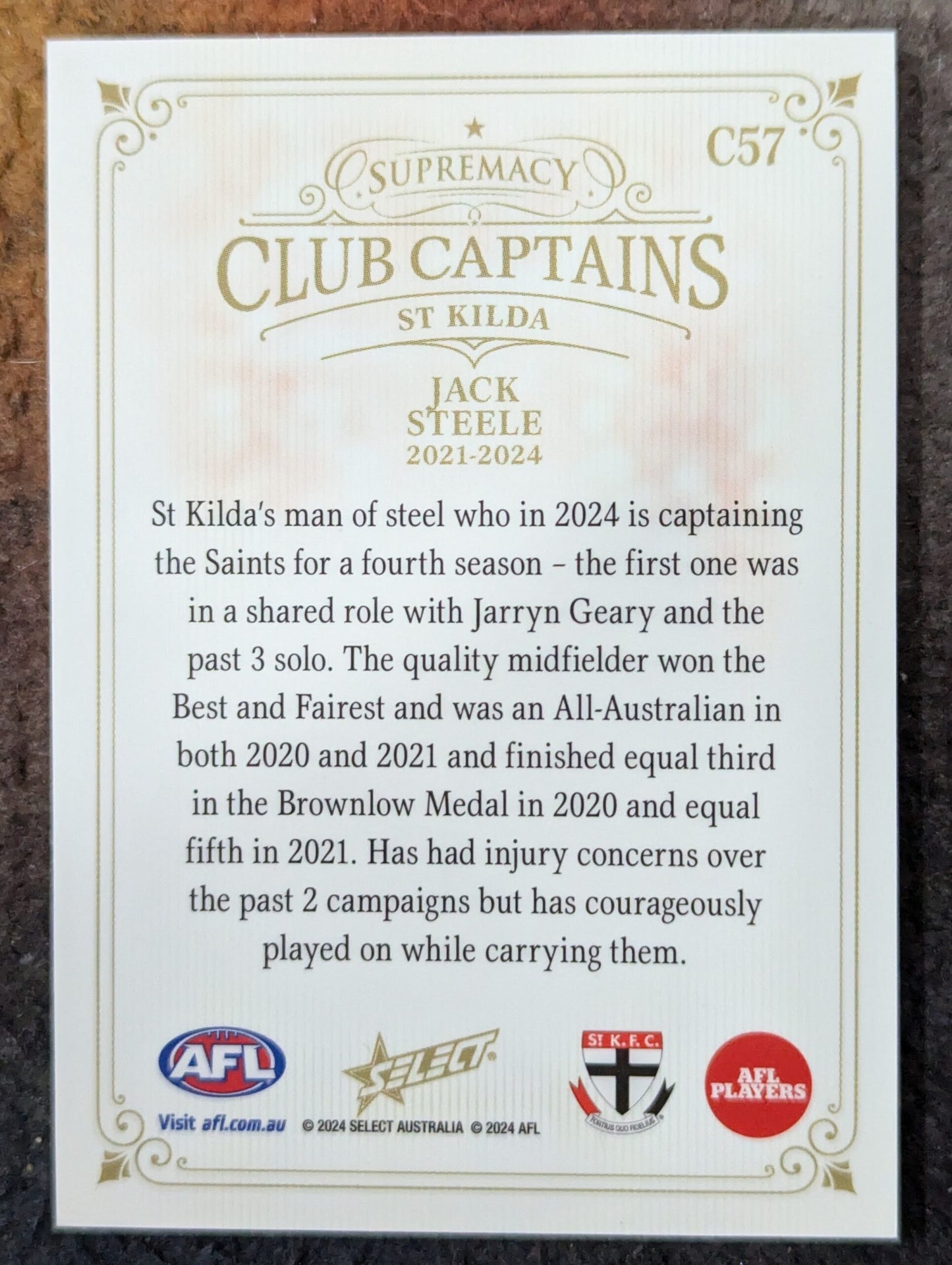 Jack Steele - St Kilda - 2024 - Supremacy - CLUB CAPTAINS - 08/70