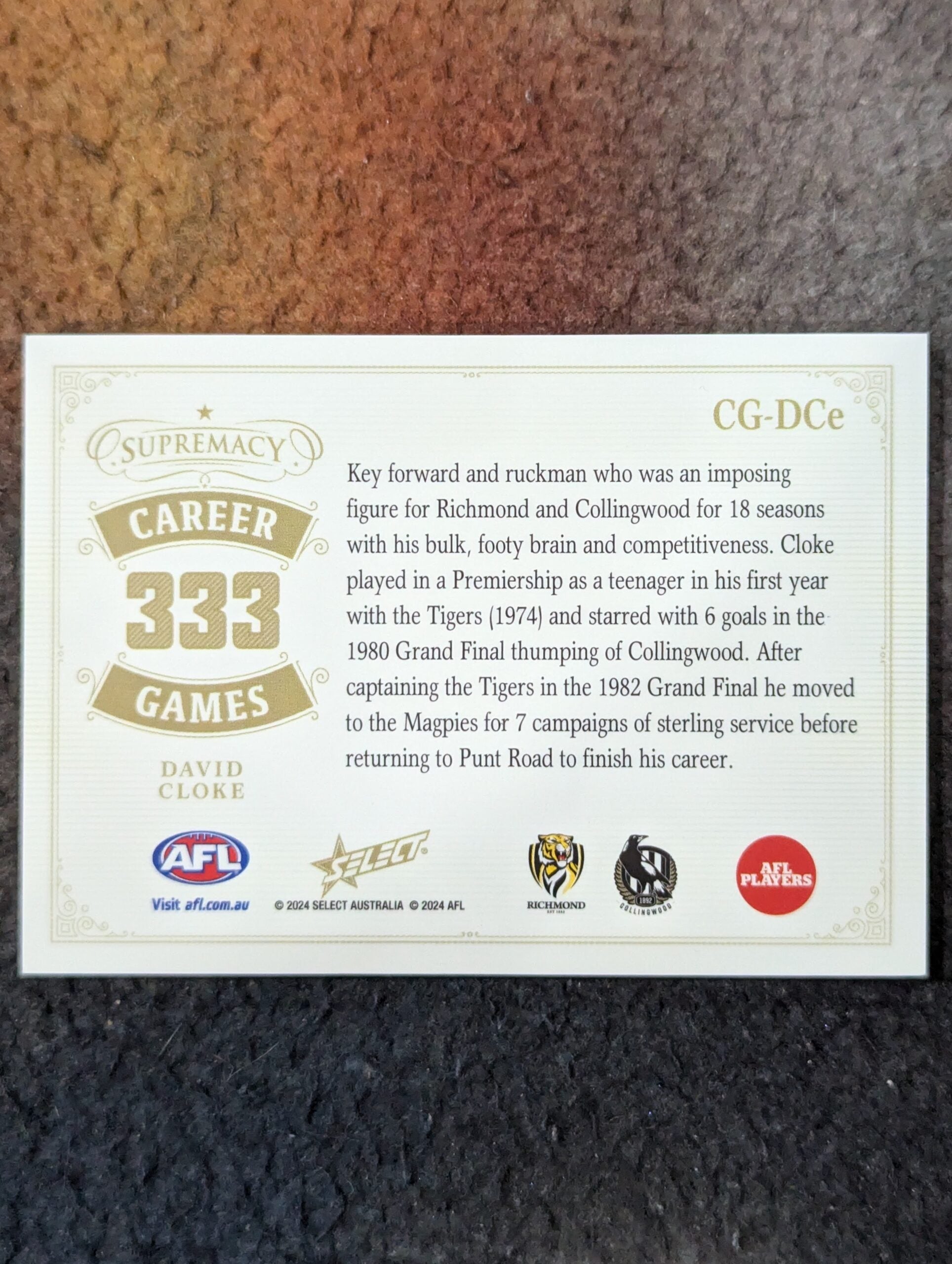 David Cloke - Richmond - 2024 - Supremacy - CAREER GAMES - 36/55