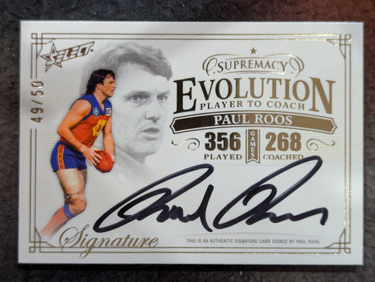Paul Roos Brisbane 2024 Supremacy EVOLUTION PLAYER TO COACH SIGNATURE 49/50