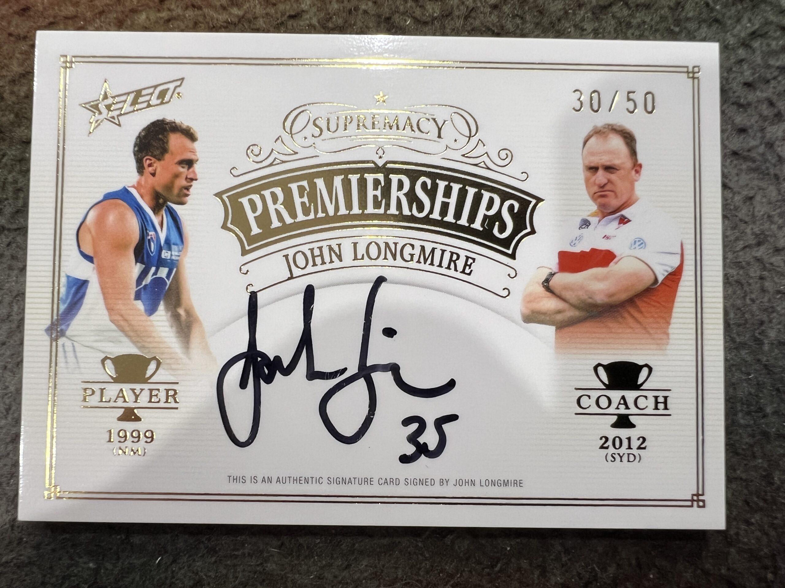 John Longmire North Melbourne 2024 Supremacy - PREMIERSHIPS SIGNATURE - 30/50