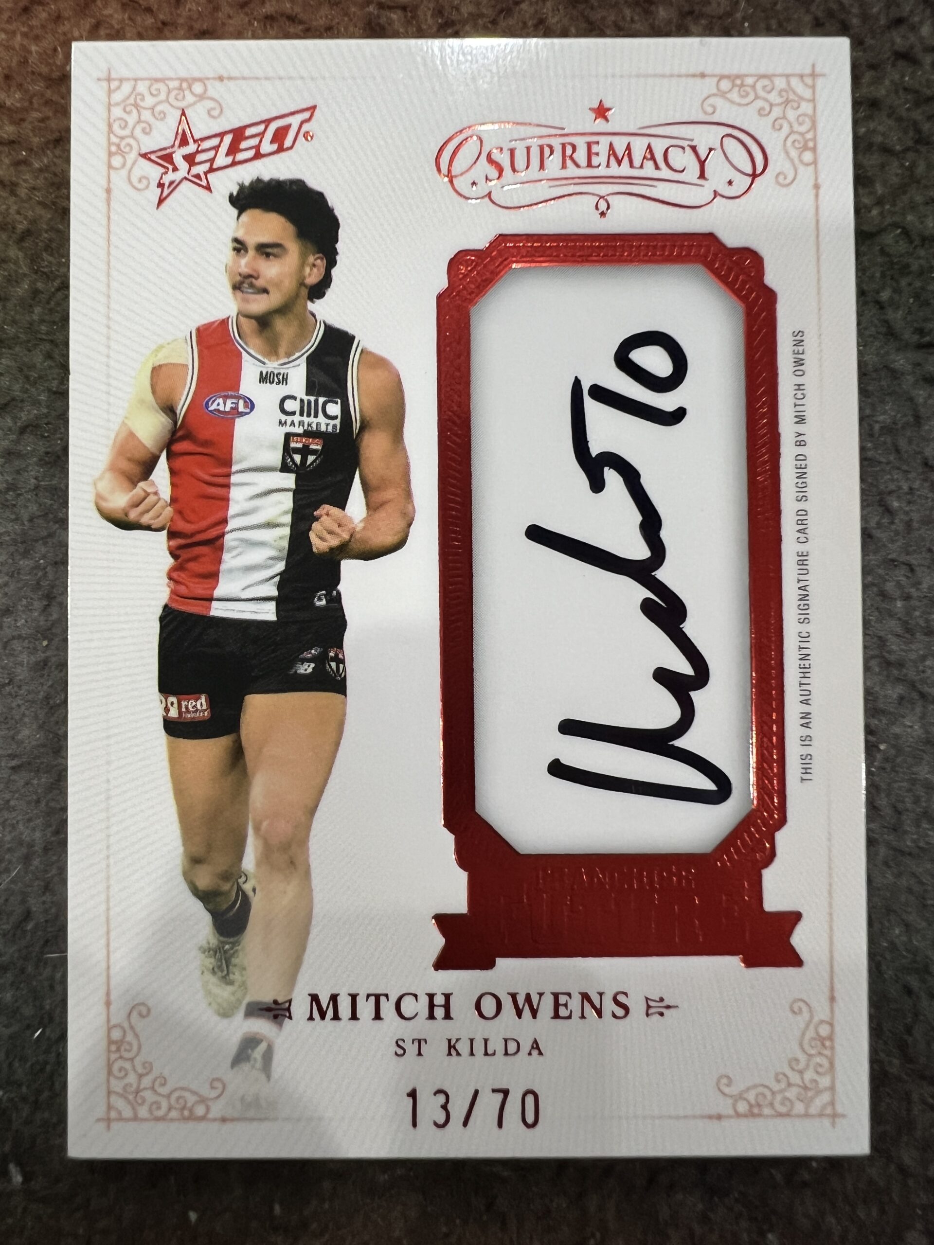 Mitch Owens - St Kilda - 2024 - Supremacy - FRANCHISE FUTURE SIGNATURE - 13/70